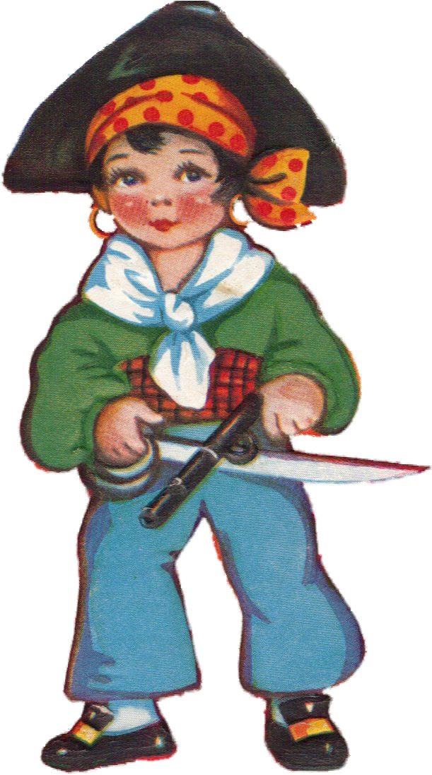 Vintage Valentine Pirate With Weapons - Vintage Karte Des Valentines Tagesmit Piraten (661x1152)