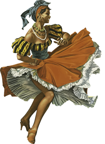 Vintage Caribbean Dancing Woman - Woman Png Vintage (366x500)