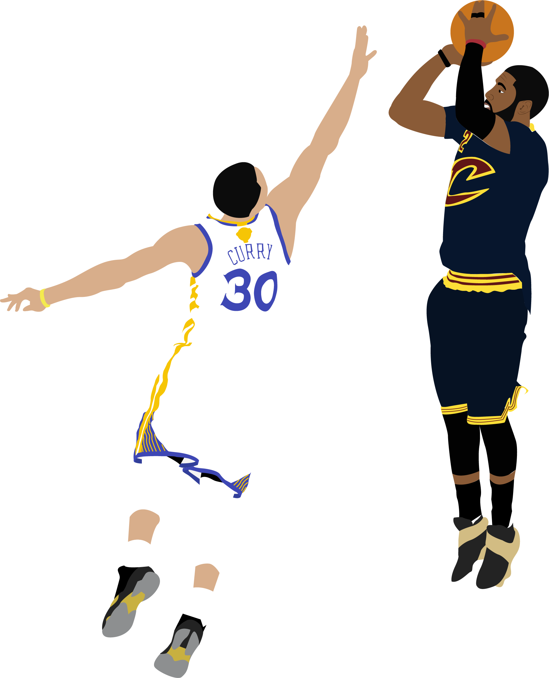 Illustration Of Nba Player Kyrie Irving Shooting A - Kyrie Irving Shot Over Curry (1850x2286)