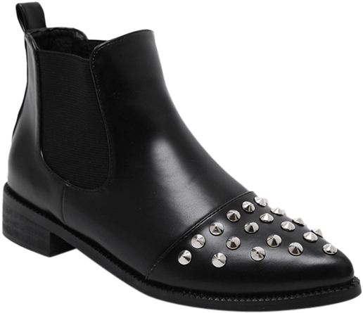 Quite Nice Zaful Women Black Shoes Pointed Toe Rivets - Fashion Boot (600x798)