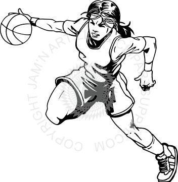 Girl Basketball Player Drawing (352x361)