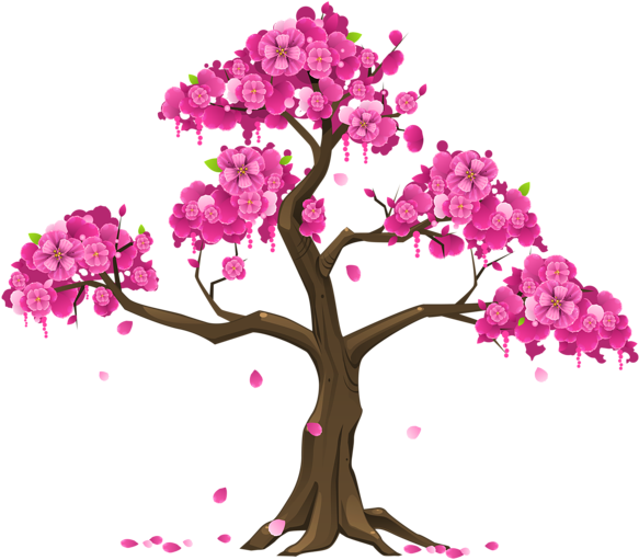 Pink Trees, Flower Backgrounds, Clipart Images, Oriental, - Japanise Women Are Slim (600x525)