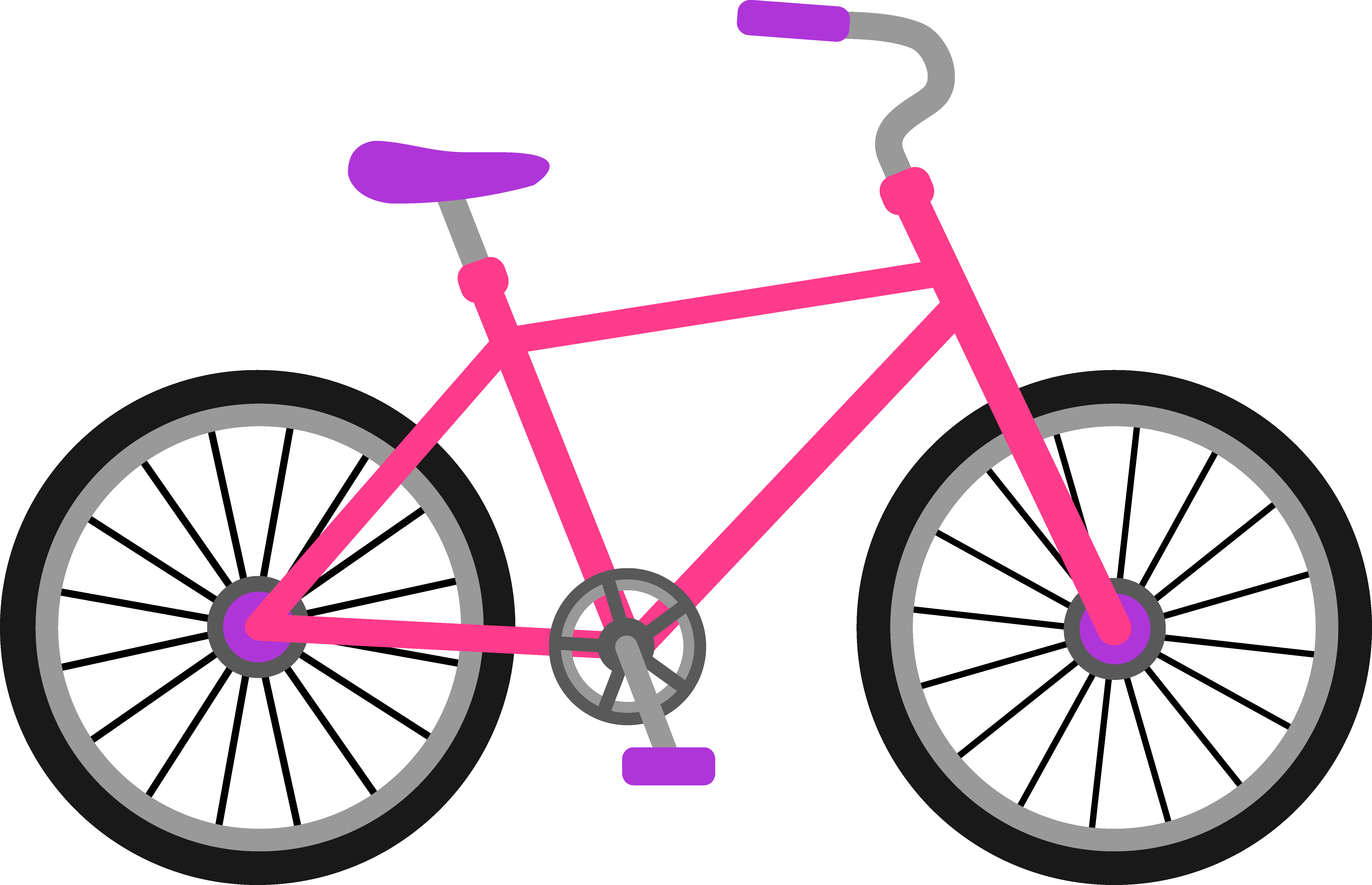 Pink And Purple Bicycle - Bicycle Clip Art Black And White (6305x4070)