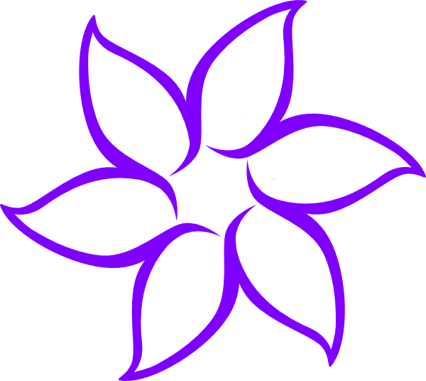 Purple Flower Outline - Flower Clip Art Black And White (600x536)
