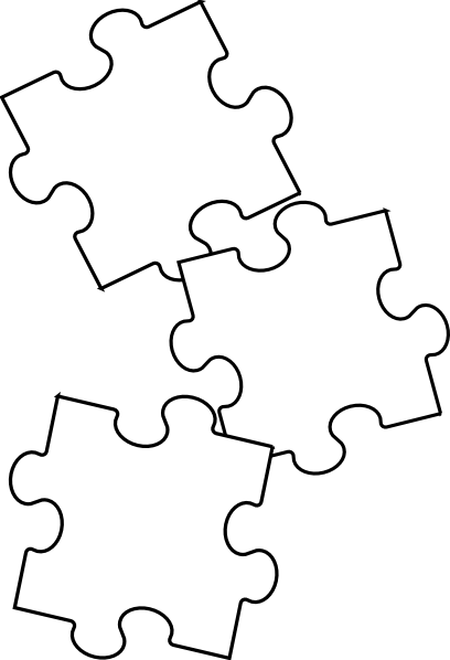 Black White Puzzle Piece Clip Art At Clker - Jigsaw Puzzle Black And White (408x598)