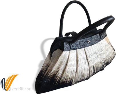 Buntal Fiber Leather Fashion Handbag Side Back - Handbag (500x331)