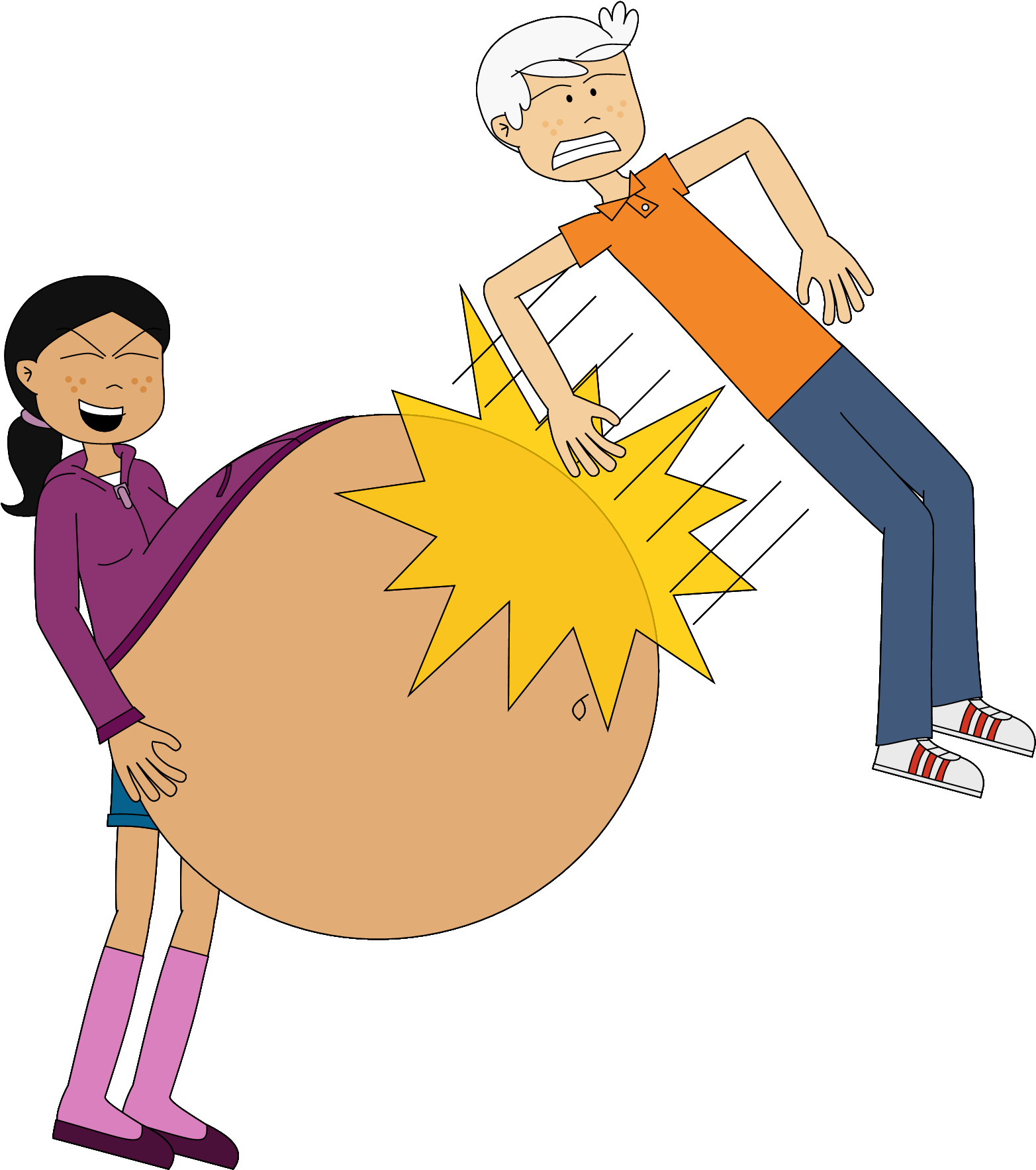 Ronnie Anne Bumps Lincoln With Her Belly By Angry-signs - Angry Signs Deviantart (1575x1781)