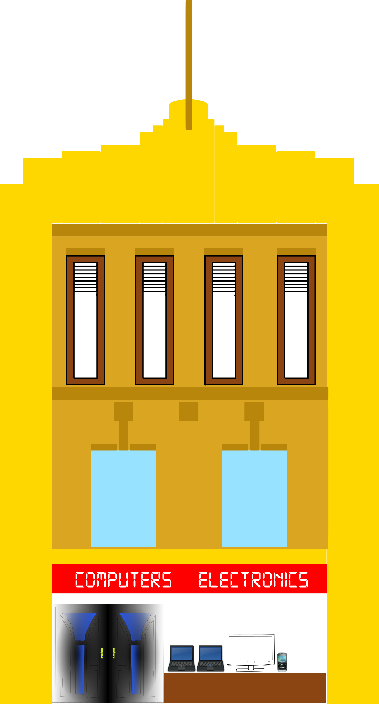 Bulding Clipart Commercial Building - Yellow Building Hd Png (1292x2400)