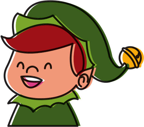 Cute Elf Face Christmas Cartoon - Cartoon (550x550)