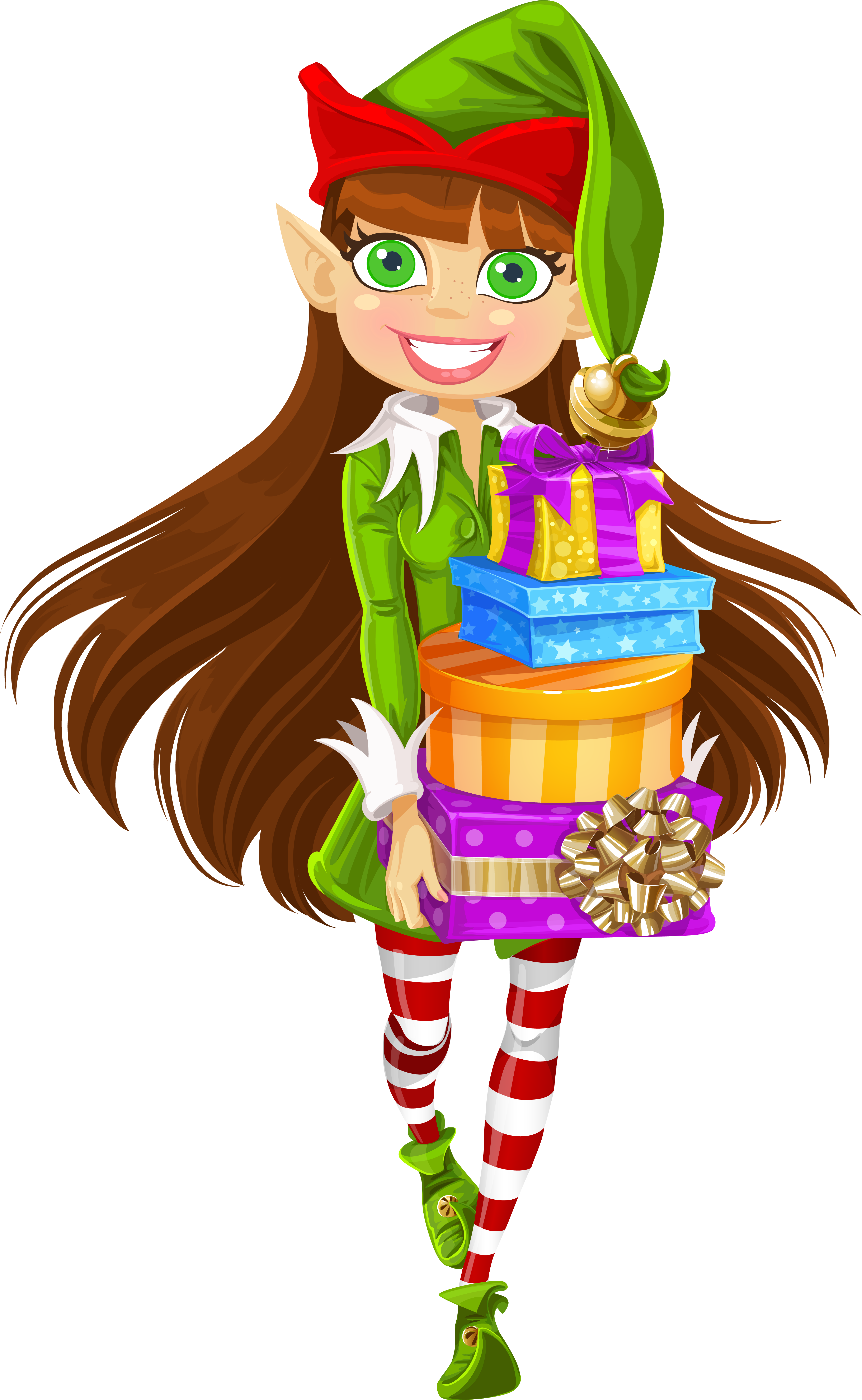 Girl Christmas Elves Clipart - Girl Elf (4430x7075)