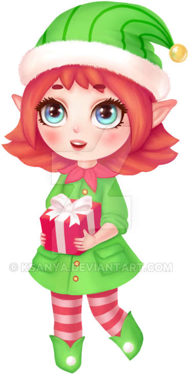 Christmas Elf Chibi By Ksanya - Christmas Day (800x800)