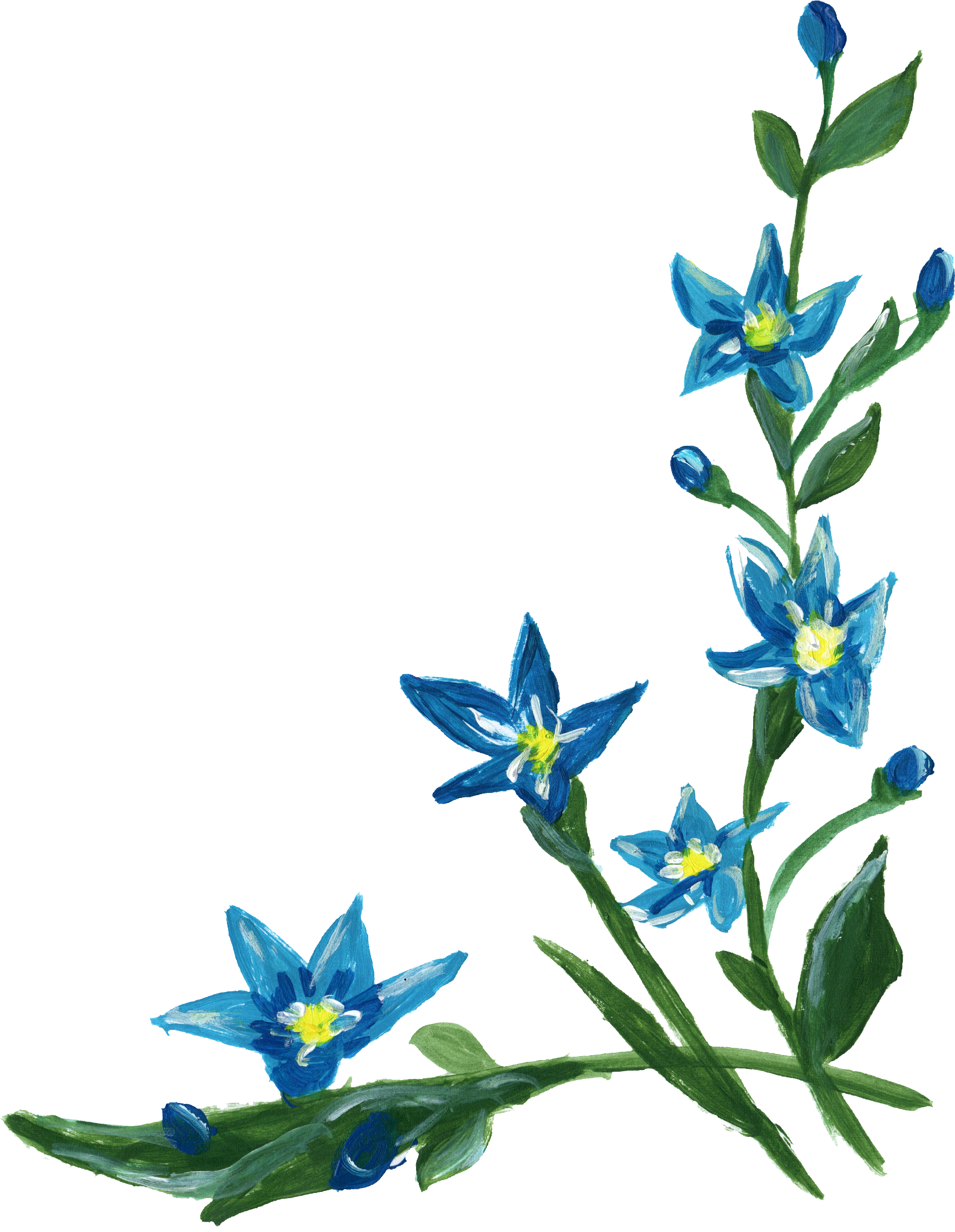 Flower Clip Art - Blue Flowers Corners Clipart (1717x2214)