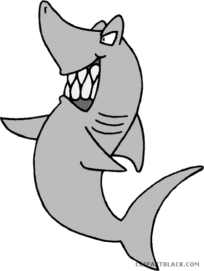 Grey Shark Animal Free Black White Clipart Images Clipartblack - Cartoon Angry Shark Transparent (398x528)