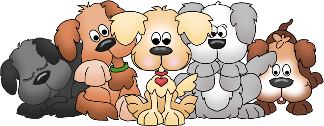 Puppies Cliparts - Group Of Dogs Clip Art (661x259)