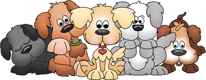 Puppies Cliparts - Group Of Dogs Clip Art - (661x259) Png Clipart Download