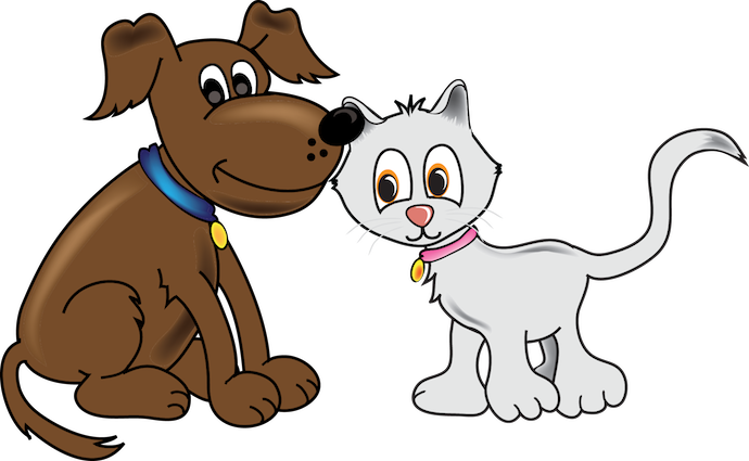 Cartoon Cat And Dog Free Download Clip Art - Cats And Dogs Cartoon (690x425)