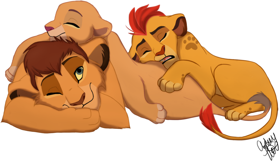 Sleepy Heads By Purespiritflower - Kopa Kion And Kiara (1057x755)