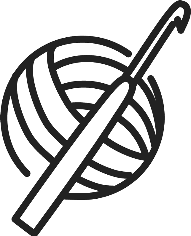 Crochet Black And White Clipart - Crochet Hook And Yarn (800x800)