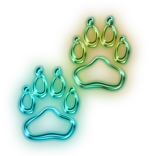 Neon Clipart Dog Paw - Blue And Green Paw Print (512x512)