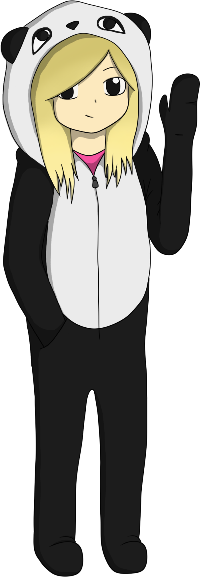 Onesie Girl Drawing - Chibi Girl In A Panda Onesie (1024x2190)