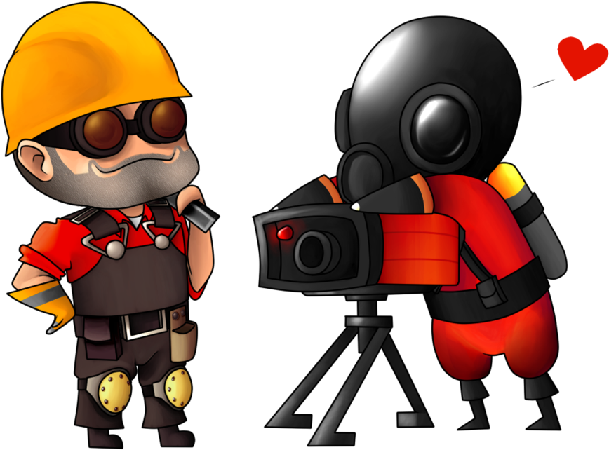 Engie And Pyro By Sillyewe - Cute Pyro Spray (900x664)