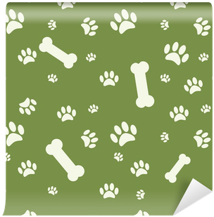Background With Dog Paw Print And Bone On Green Wall - Brown Paw Print Background (400x400)