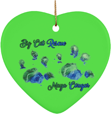 Maya Cougar Paw Print Subornh Ceramic Heart Ornament - Ceramic (400x400)