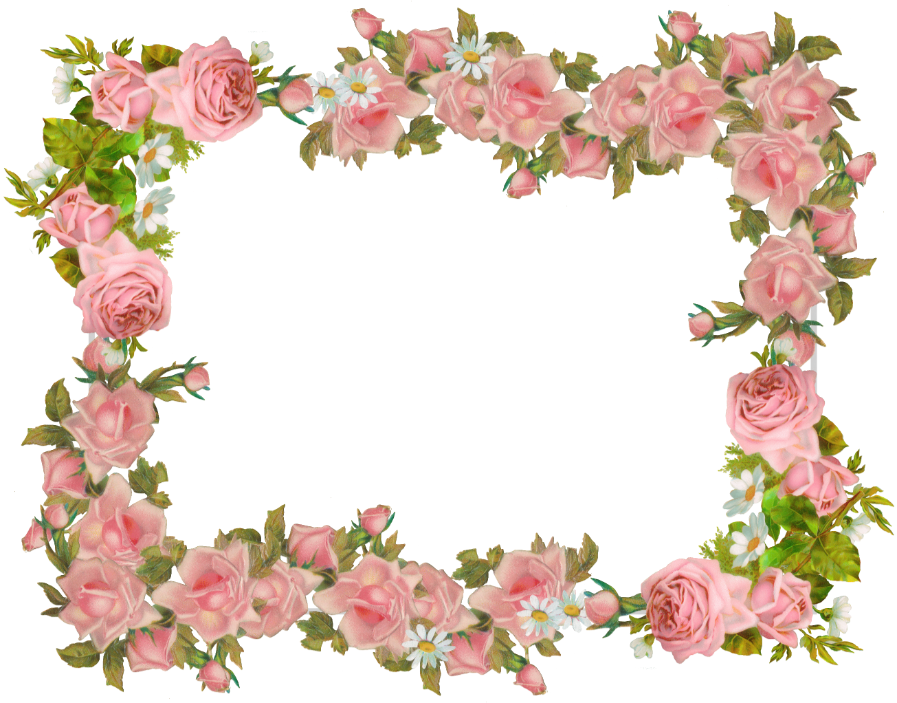 Free Digital Vintage Rose Frame And Scrapbooking Paper - Vintage Flower Frame Png (1350x1022)