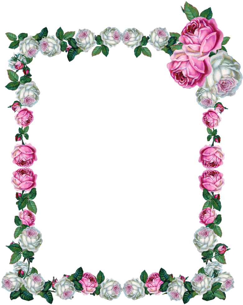 Free Digital Vintage Rose Frame Png - Rose Frame Transparent (783x1000)