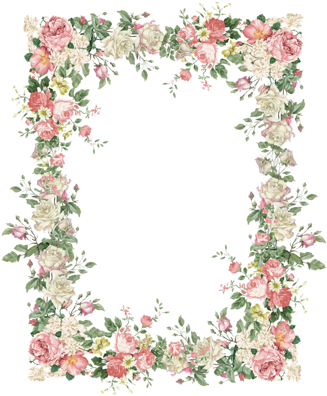 Free Digital Vintage Rose Frame Png - Flower Frame Png (1134x1364)