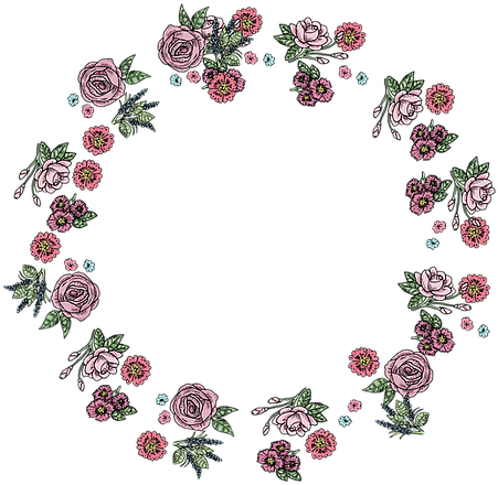Floral, Flower, Frame, Round, Decorative, Scrapbooking - Blomsterkrans Png (640x626)