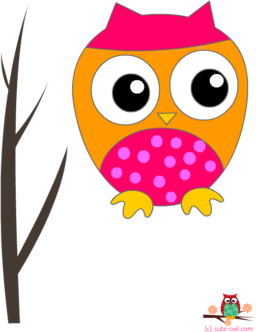 Pink Owl On A Branch Wall Sticker - Greeting Card (612x756)