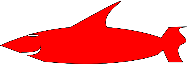 Simple, Silhouette, Cartoon, Shark, Smile - Red Shark Clipart (640x320)
