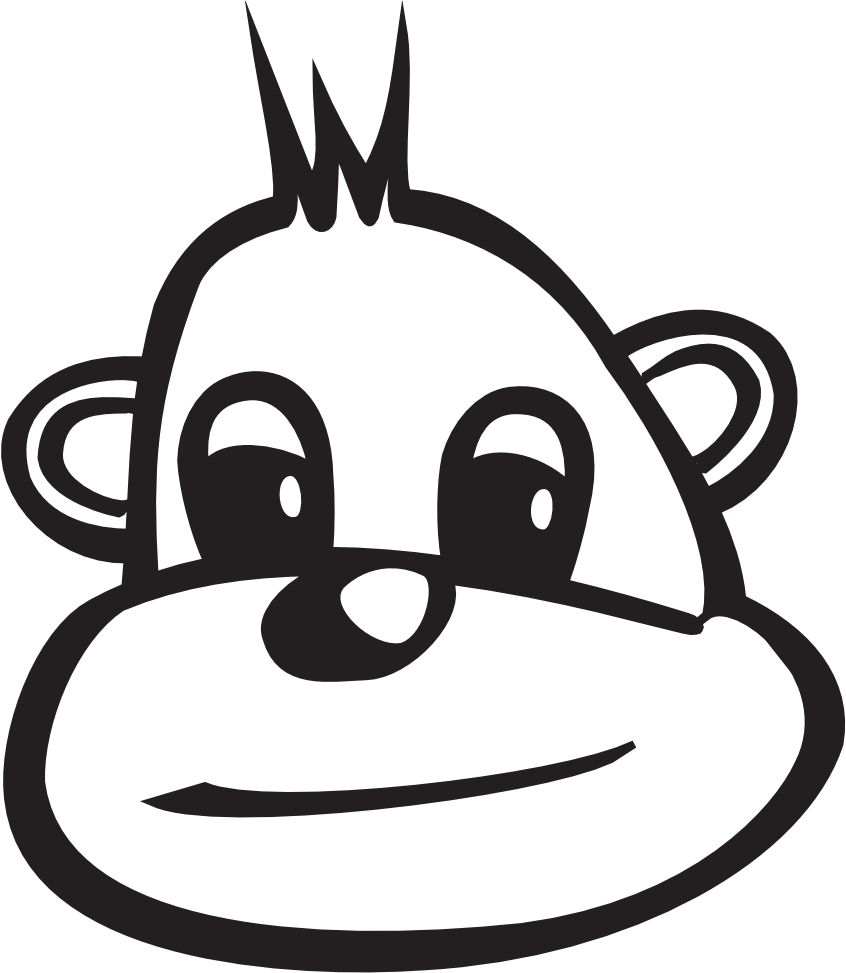 Monkey Head Black White Clipartist - Spanking (999x999)