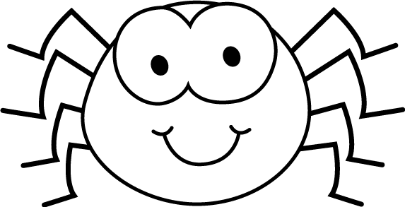 Black And White Cartoon Spider Clip Art - Spider Coloring Page (728x372)