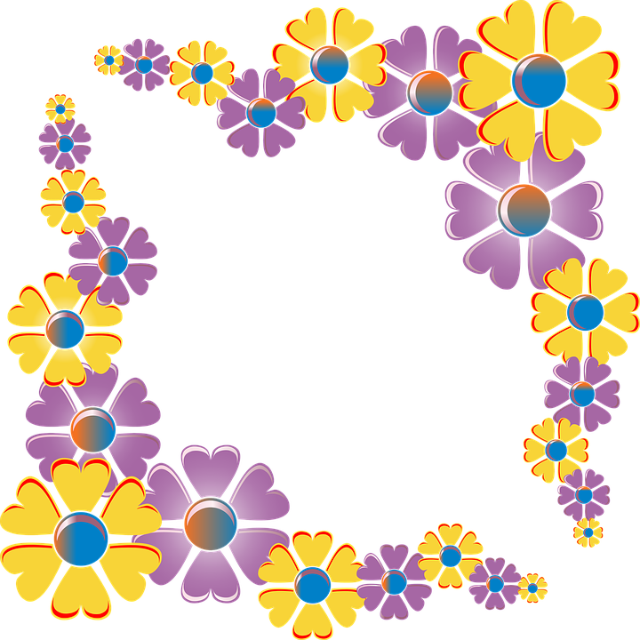 Free Photo Flowers Border Floral Frame Colorful Decoration - Flower Corner Border Png (720x720)