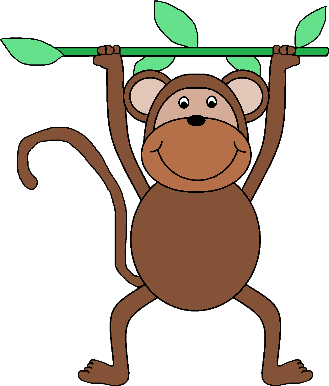 Baby Monkey Clip Art Black And White Clipart Panda - Monkey Clipart (1081x1250)