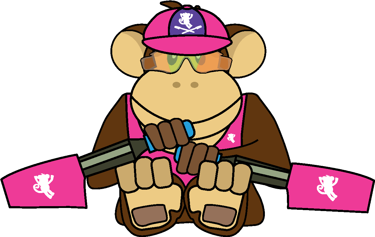 Rowing Monkey - Cartoon (1350x964)