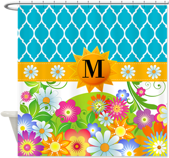 Spring Flowers Monogram Custom Shower Curtain - Spring Flowers Monogram Custom Throw Blanket (350x350)