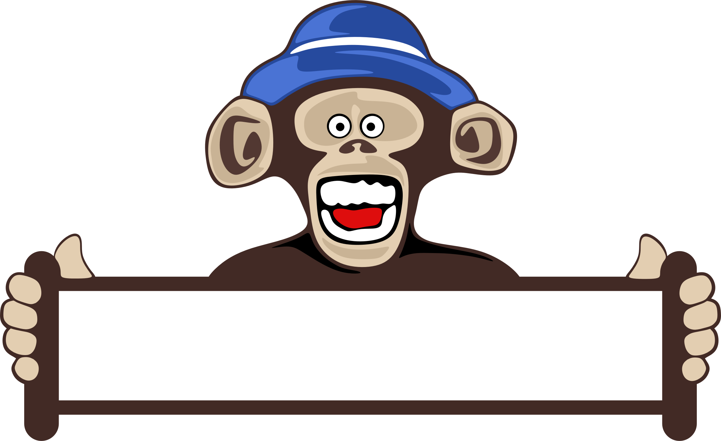 Monkey Holding Blank Sign - Funny Happy New Year 2018 (2322x1422)