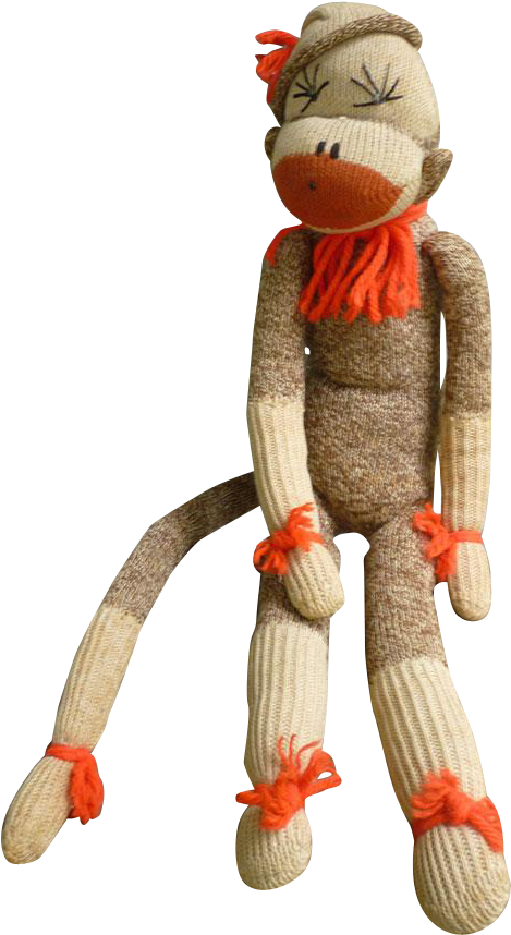 Vintage Hand Made Rockford Red Heel Sock Monkey Tina - Stuffed Toy (857x857)