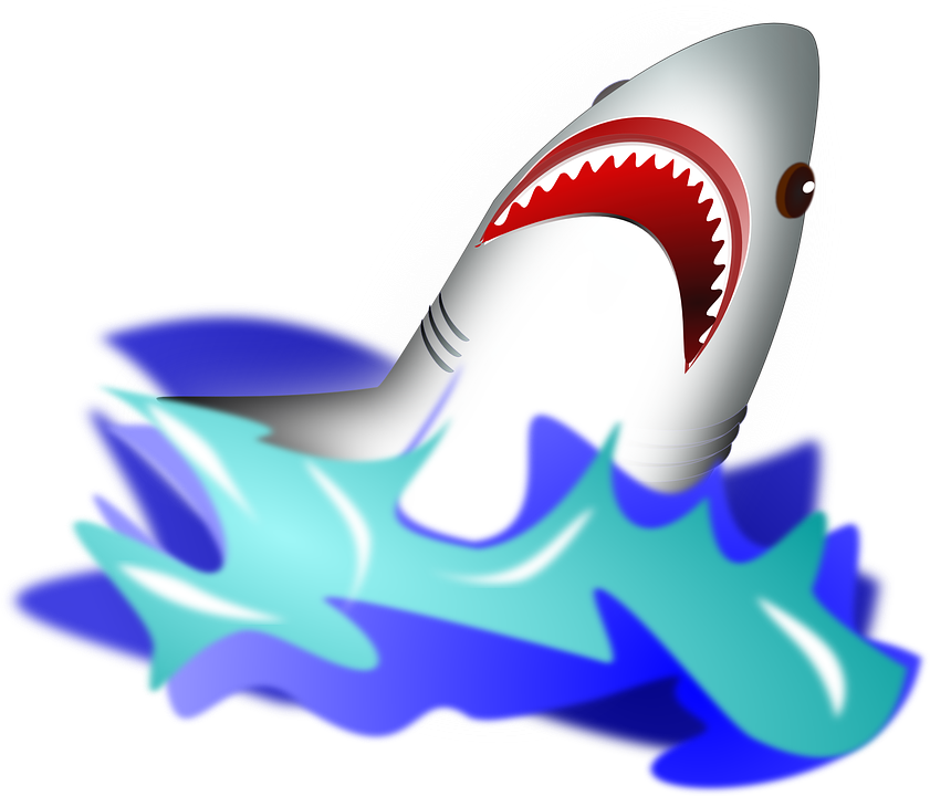 Shark Jumping Out Of Water Clipart (841x720)