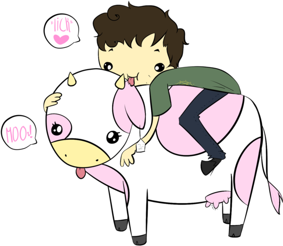 Cow Licker By Yogurtworm - Cartoon (600x535)