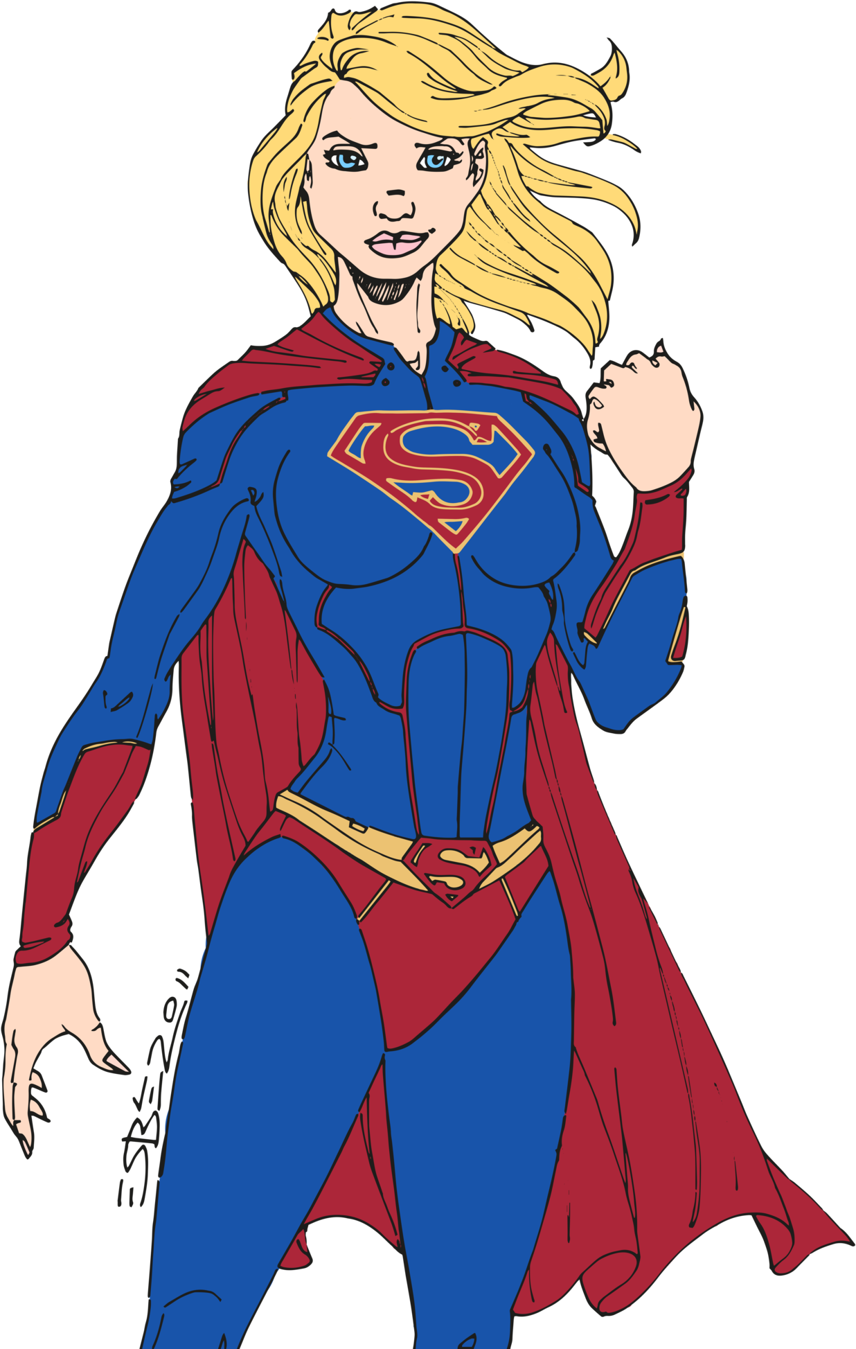 Supergirl Colored By Edcom02 Supergirl Colored By Edcom02 - Superman And Superwoman Cartoon (1600x2123)