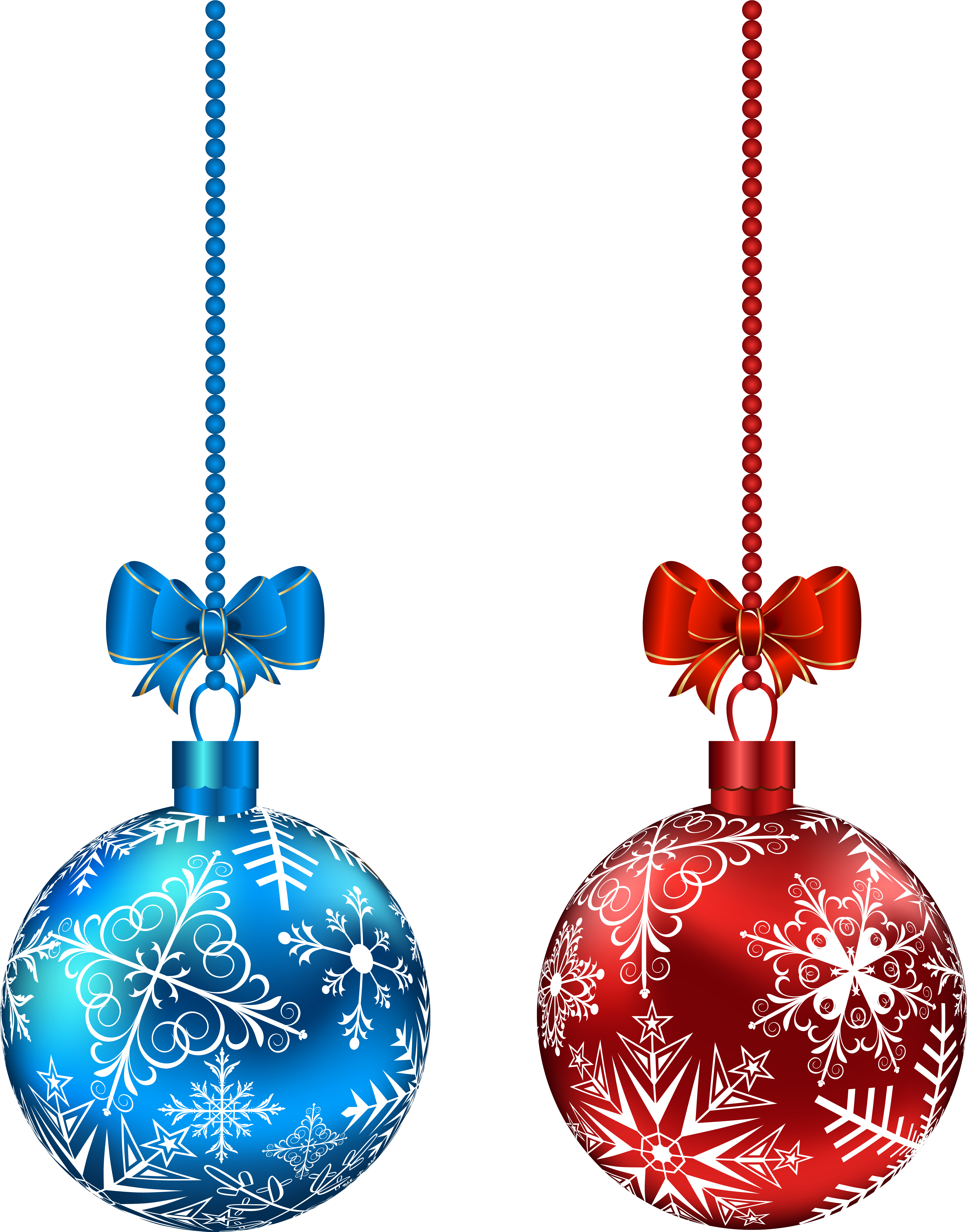 Blue And Red Hanging Christmas Balls Png Clip - Red And Blue Christmas Ornaments (4964x6266)