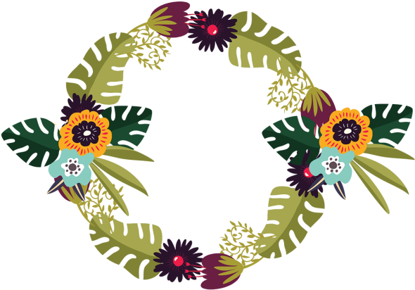 Tropical Flowers Wreath With Forest Flowers, Tropical - Vector Graphics (640x640)