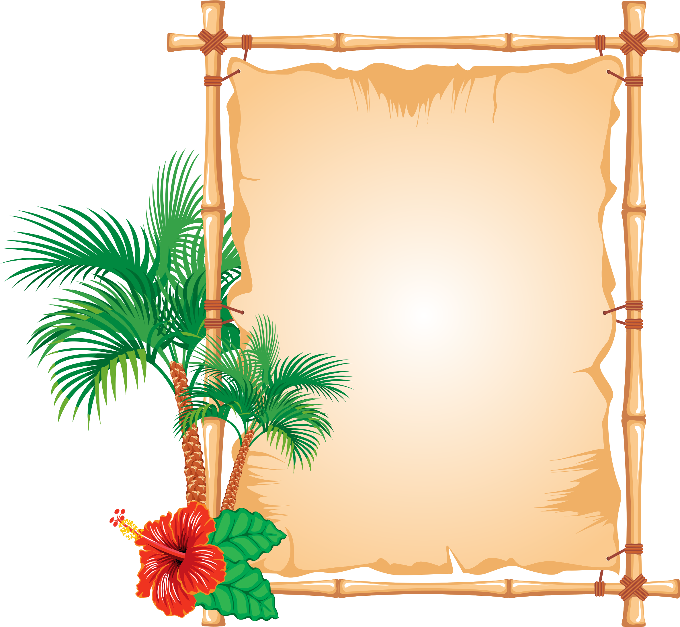 Hawaiian Flower Clipart - Bamboo Frame (2400x2232)