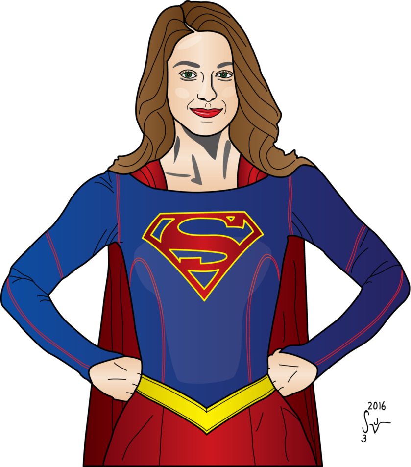 Melissa Benoist As Supergirl - Supergirl Cw Drawing (839x953)