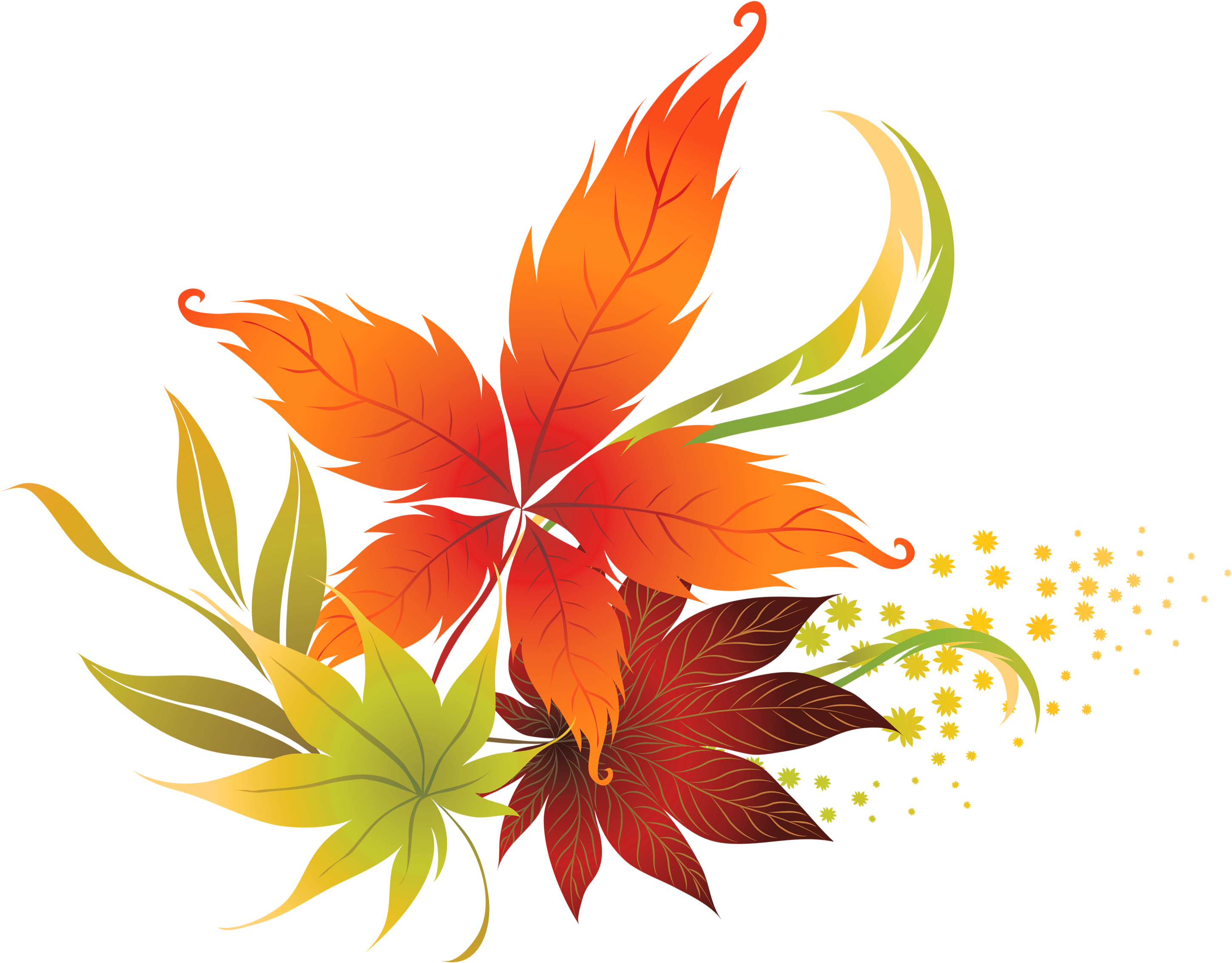 Red Flower Clipart Green Rose - Free Clip Art Fall Leaves (3191x2544)