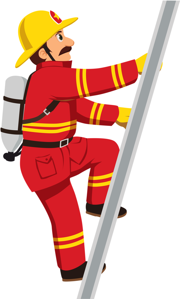Fireman Profiss Es Of Cios Clip Art - Firefighter Climbing Ladder Clipart (804x1280)
